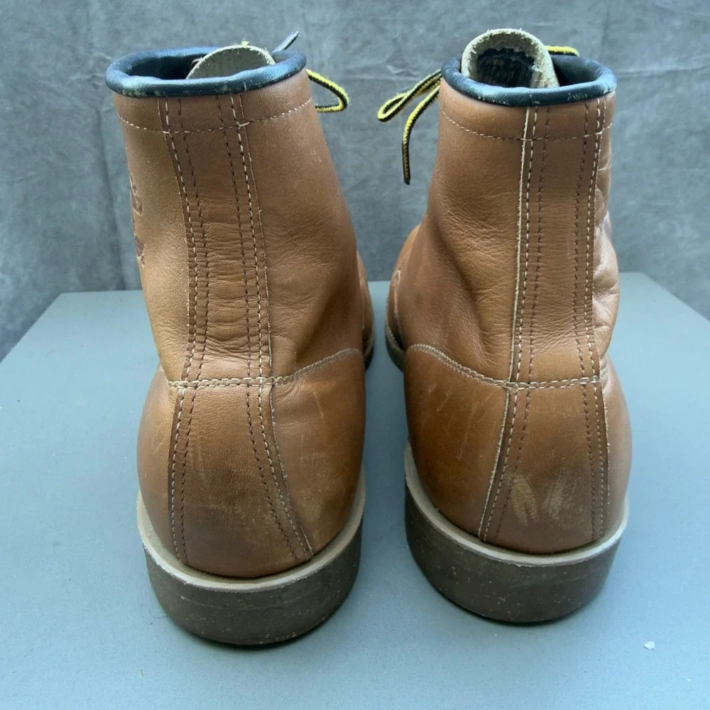 Chippewa USA Tan Leather Work Boots Size 10 Men's Brown Lace Up